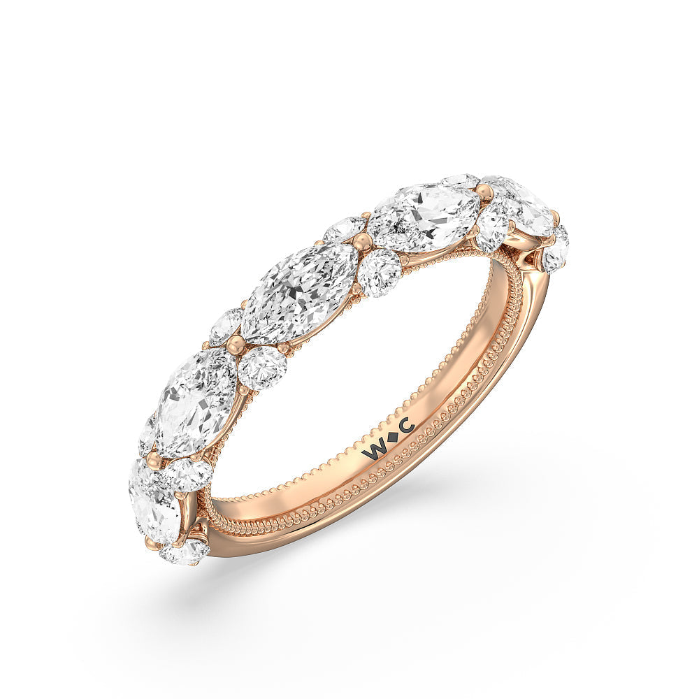 Marquise Diamond Falling Round Diamond Stations Anniversary Ring with 18KT Rose Gold / Natural / 2 1/2 Cut Diamond in 14KT Rose Gold / Natural / 2 1/2 view 3
