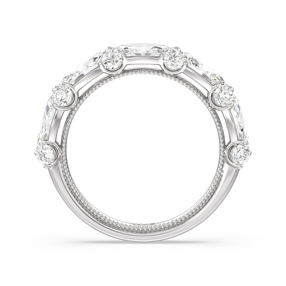 Marquise Diamond Falling Round Diamond Stations Anniversary Ring with Platinum / Natural / 2 1/2 Cut Diamond in 14KT Platinum / Natural / 2 1/2 view 2
