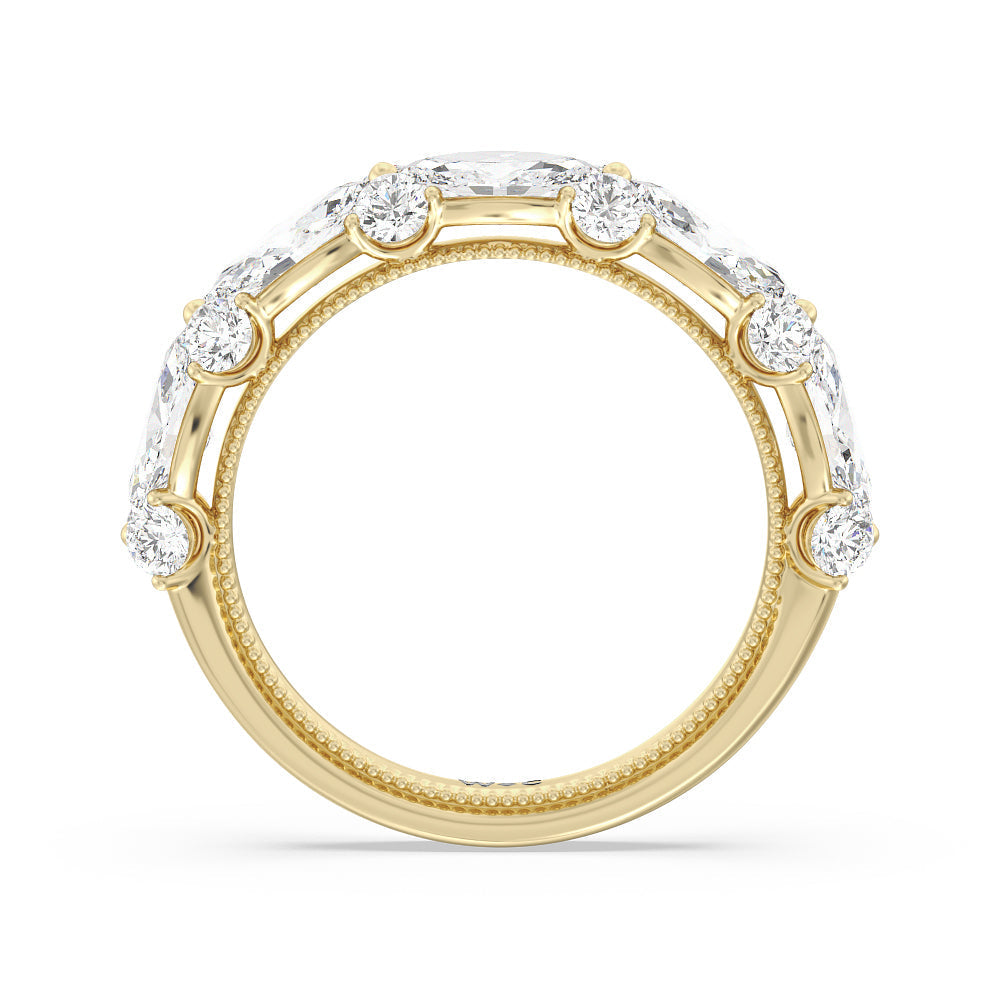 Marquise Diamond Falling Round Diamond Stations Anniversary Ring with 18KT Yellow Gold / Natural / 2 1/2 Cut Diamond in 14KT Yellow Gold / Natural / 2 1/2 view 2
