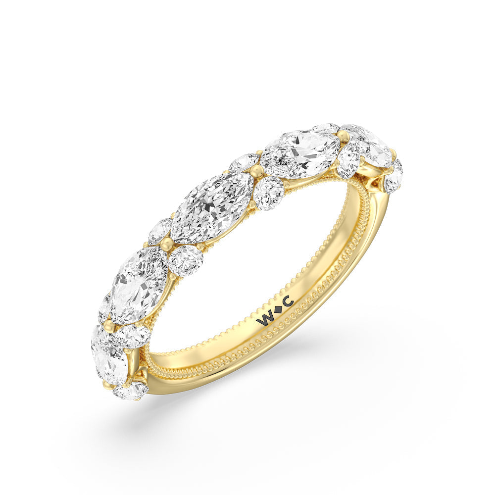 Marquise Diamond Falling Round Diamond Stations Anniversary Ring with 18KT Yellow Gold / Natural / 2 1/2 Cut Diamond in 14KT Yellow Gold / Natural / 2 1/2 view 3

