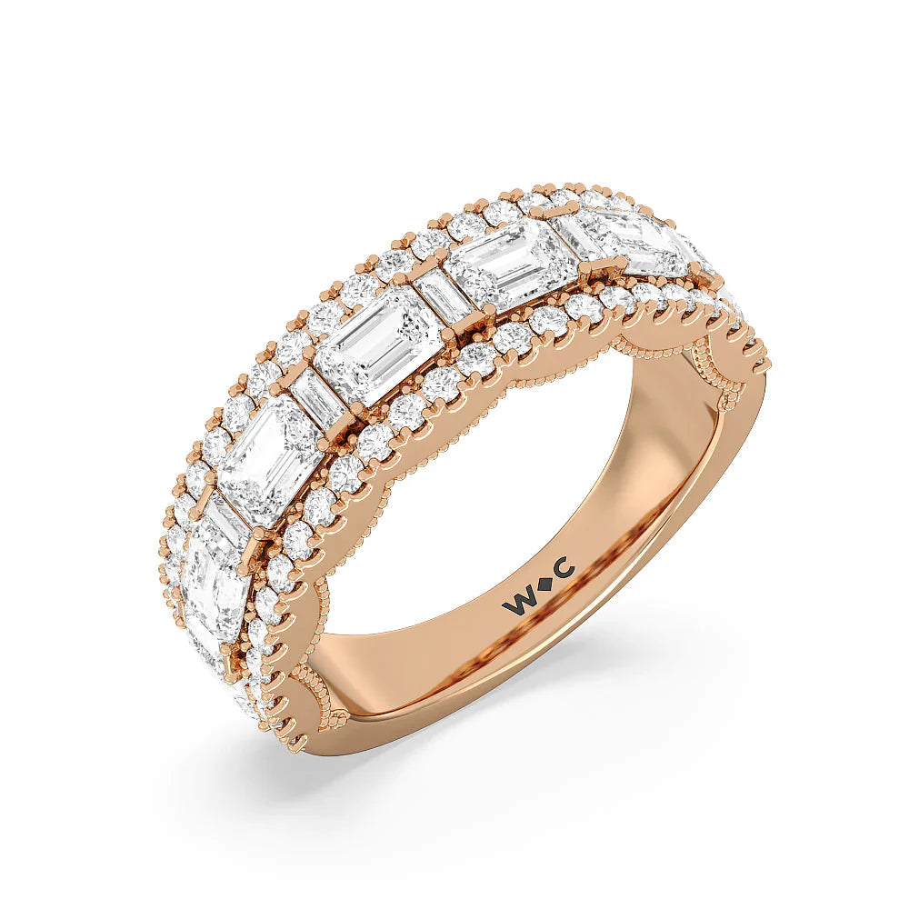 The Stone Anniversary Ring (E+ VS+) with 18KT Rose Gold / Lab / 3 Cut Diamond in 14KT Rose Gold / Lab / 3 view 3
