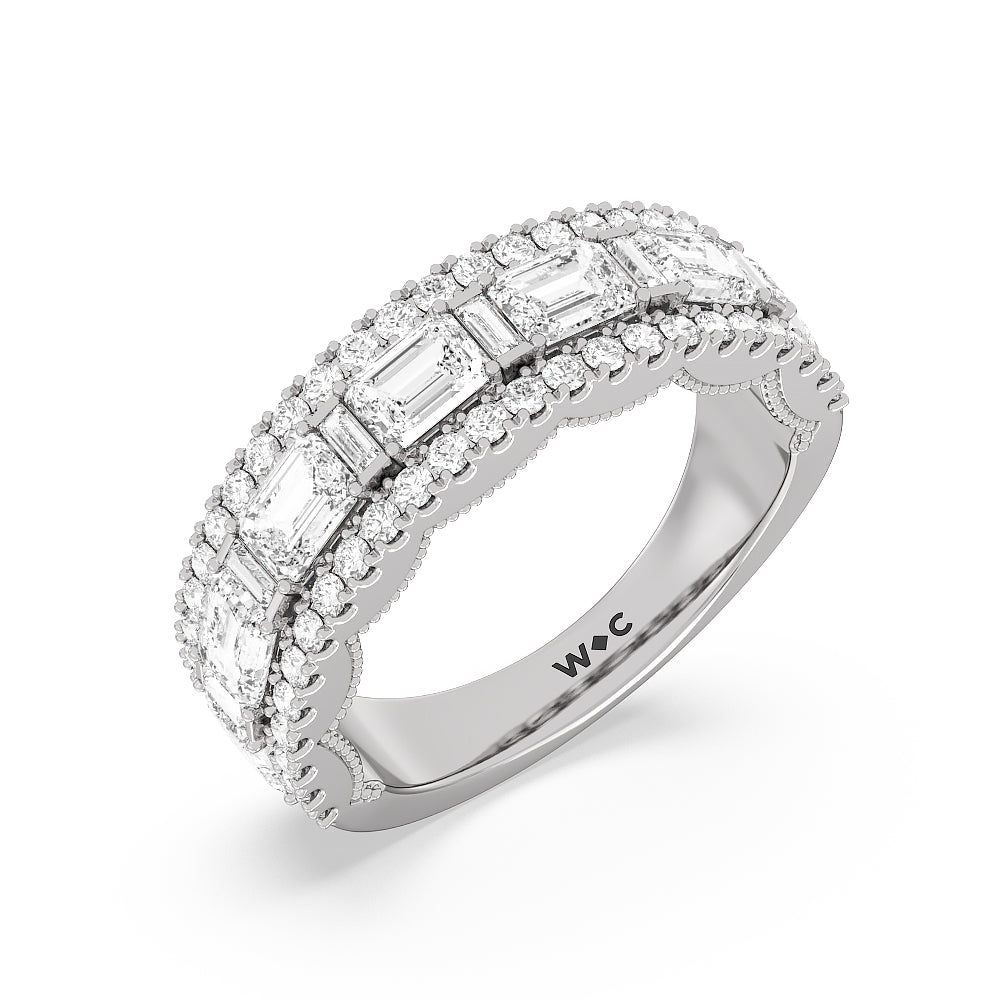 The Stone Anniversary Ring (G/H SI+) with Platinum / Natural / 3 Cut Diamond in 14KT Platinum / Natural / 3 view 3

