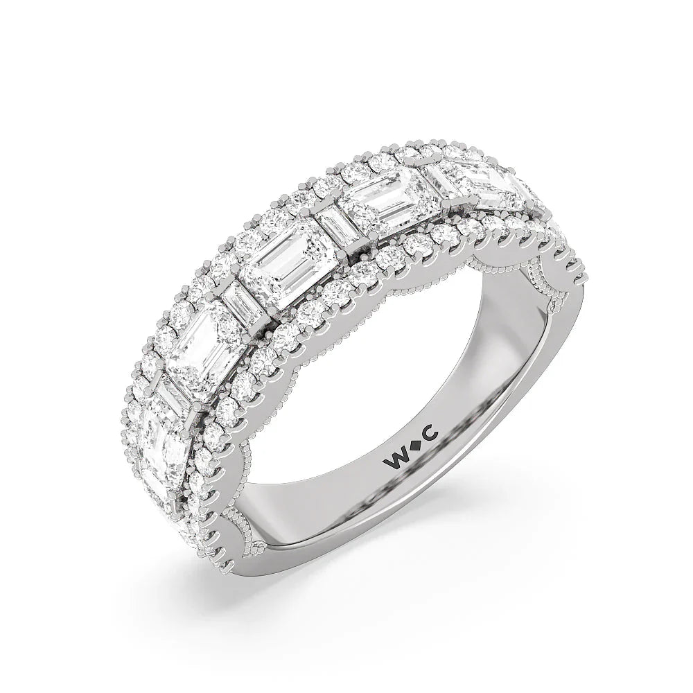 The Stone Anniversary Ring (E+ VS+) with Platinum / Lab / 3 Cut Diamond in 14KT Platinum / Lab / 3 view 3
