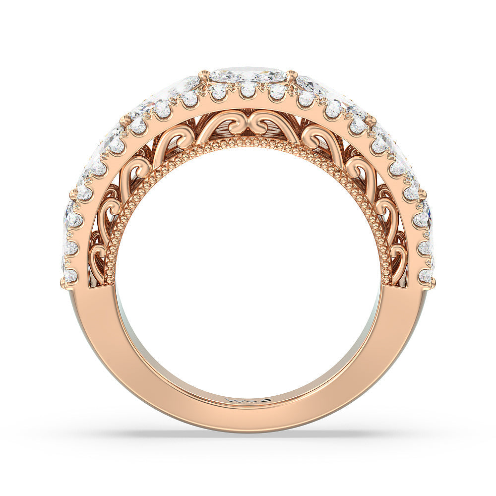 The Flatiron Anniversary Ring with 18KT Rose Gold / Natural / 2 Cut Diamond in 14KT Rose Gold / Natural / 2 view 2
