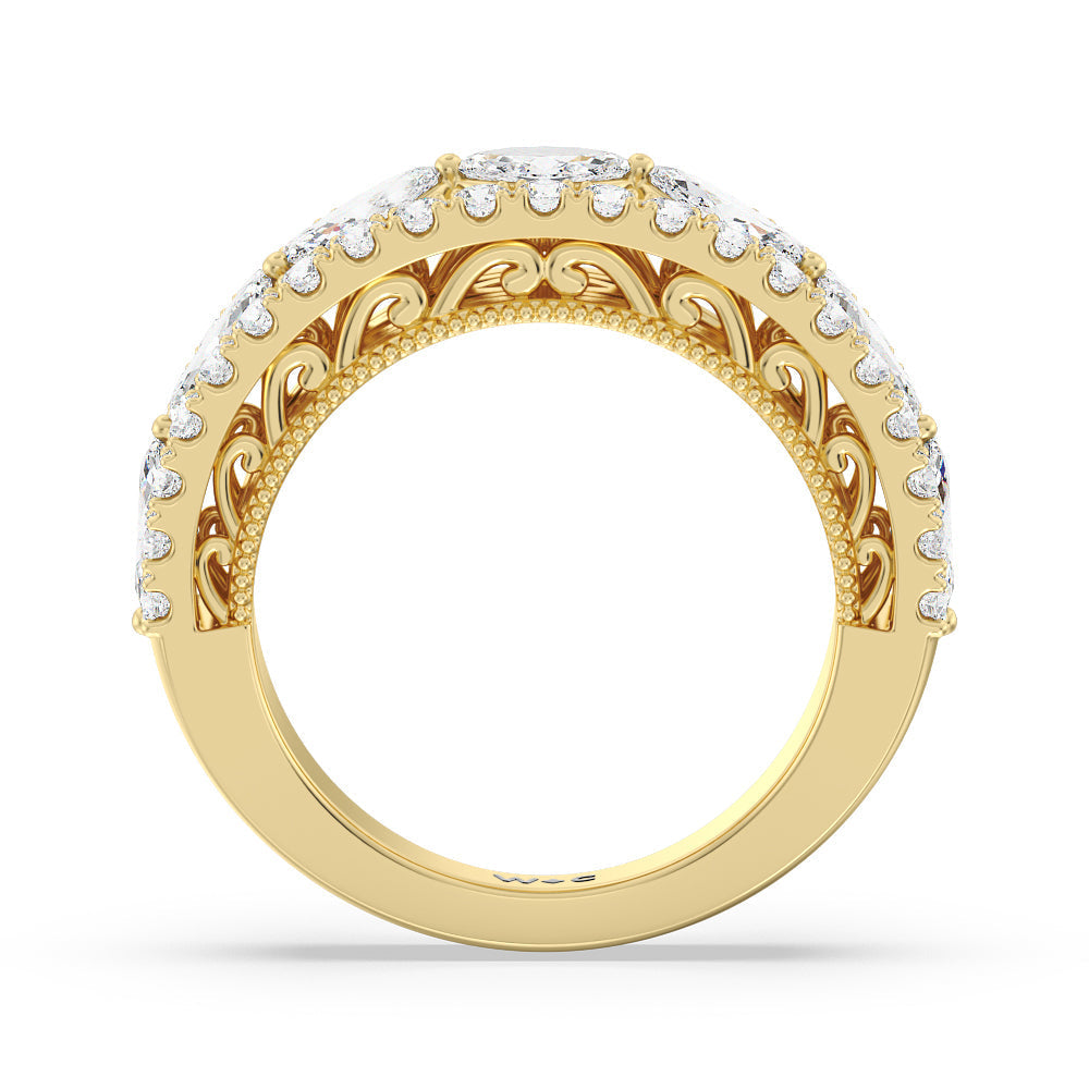 The Flatiron Anniversary Ring with 18KT Yellow Gold / Natural / 2 Cut Diamond in 14KT Yellow Gold / Natural / 2 view 2
