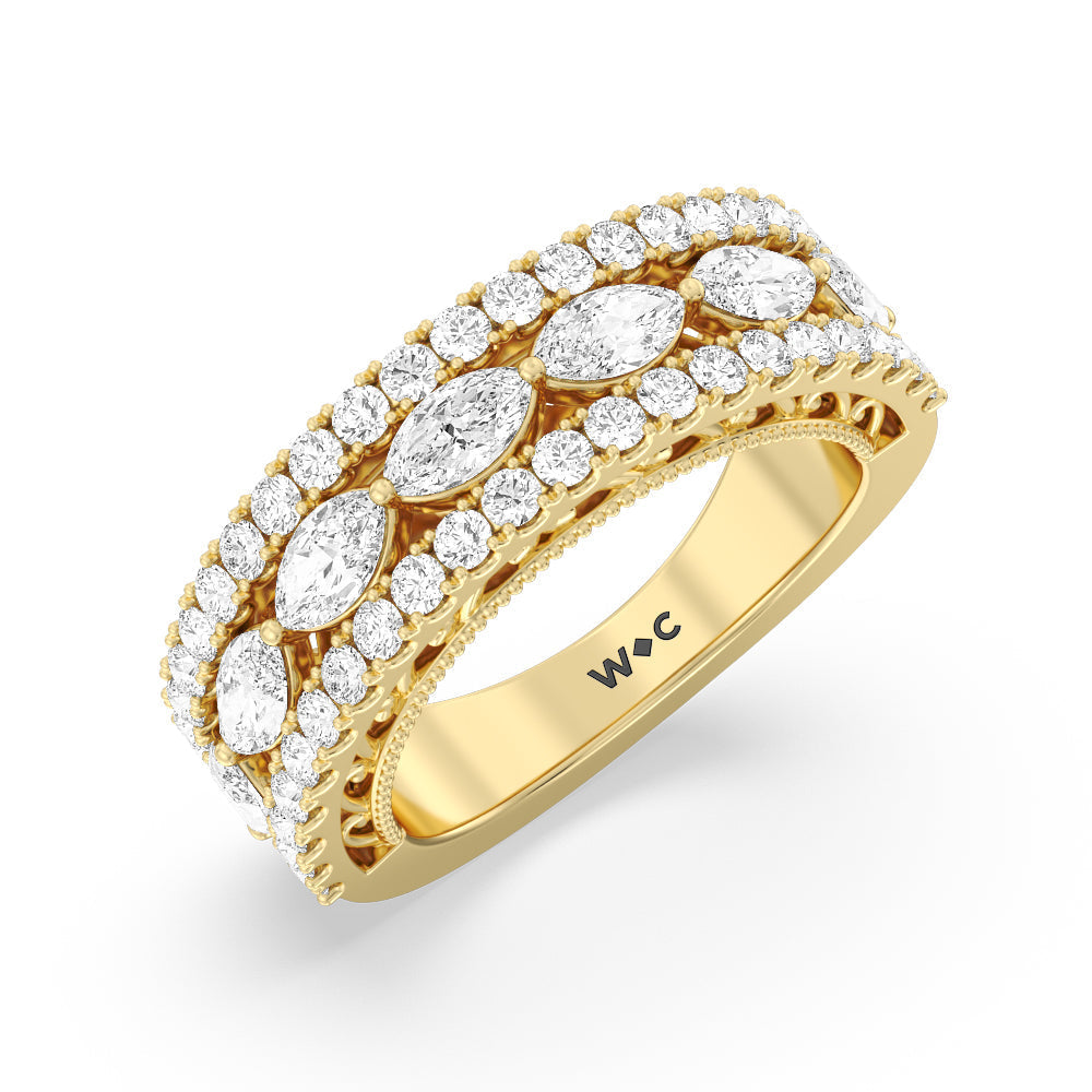 The Flatiron Anniversary Ring with 18KT Yellow Gold / Natural / 2 Cut Diamond in 14KT Yellow Gold / Natural / 2 view 3
