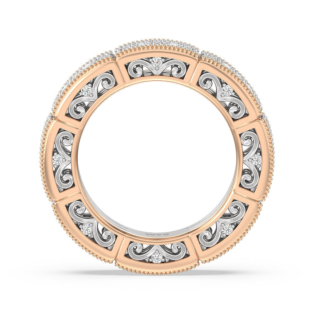 The Algonquin Eternity Ring with 18KT White & Rose Gold / Natural / 1 Cut Diamond in 14KT White & Rose Gold / Natural / 1 view 2
