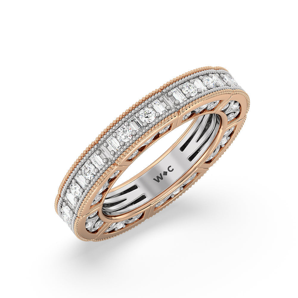 The Algonquin Eternity Ring with 18KT White & Rose Gold / Natural / 1 Cut Diamond in 14KT White & Rose Gold / Natural / 1 view 3
