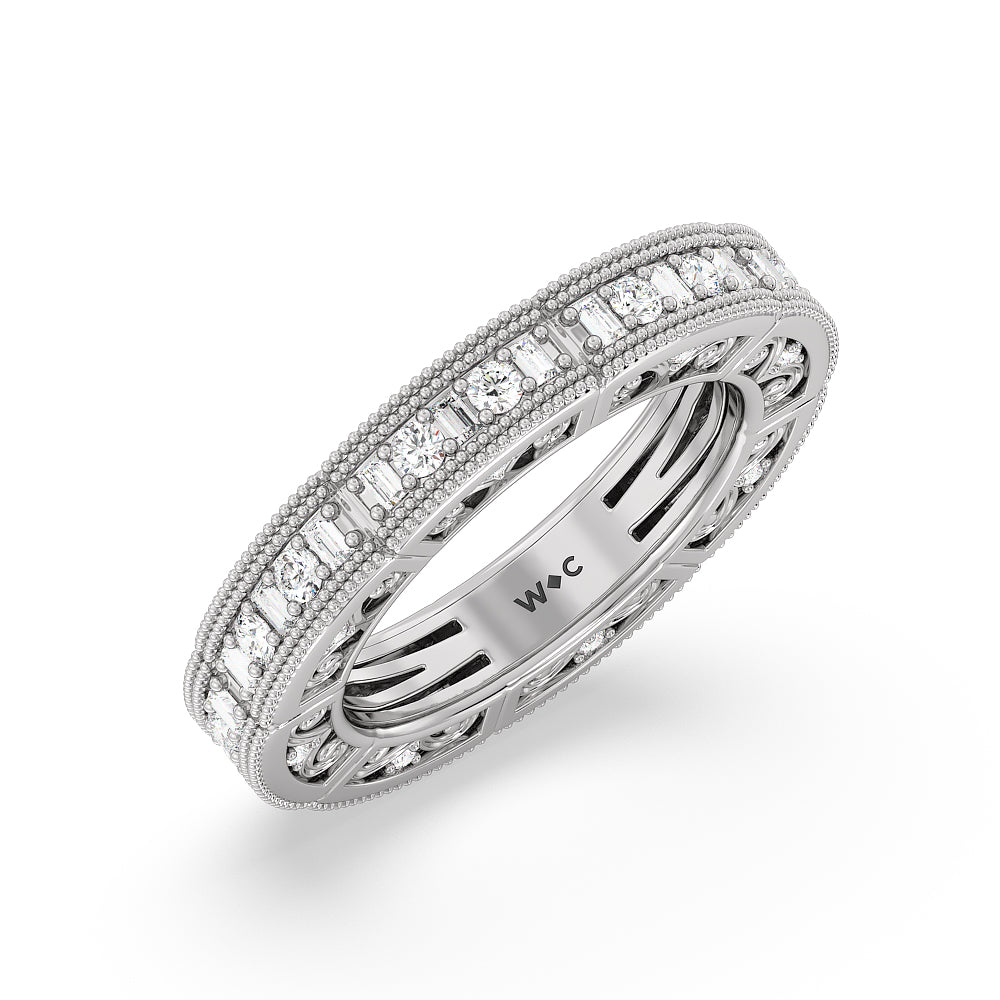 The Algonquin Eternity Ring with Platinum / Natural / 1 Cut Diamond in 14KT Platinum / Natural / 1 view 3
