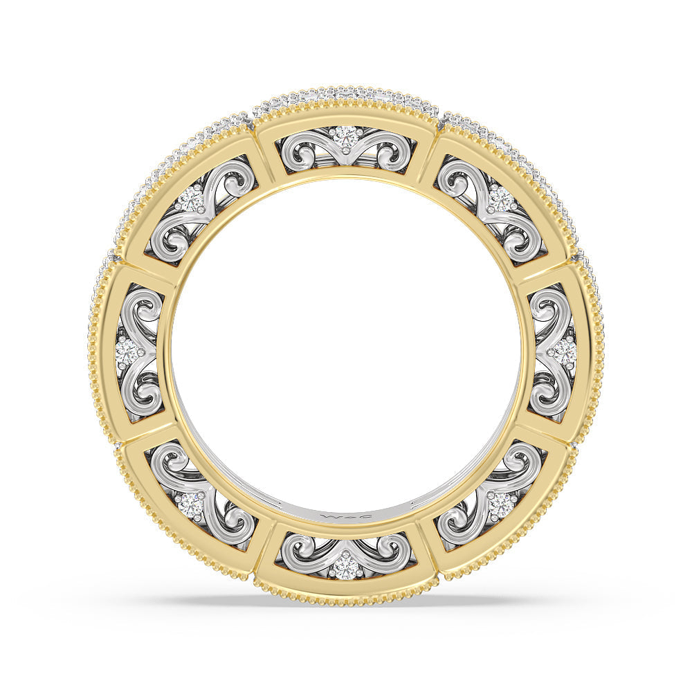 The Algonquin Eternity Ring with 18KT White & Yellow Gold / Natural / 1 Cut Diamond in 14KT White & Yellow Gold / Natural / 1 view 2
