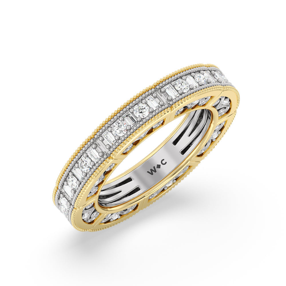 The Algonquin Eternity Ring with 18KT White & Yellow Gold / Natural / 1 Cut Diamond in 14KT White & Yellow Gold / Natural / 1 view 3
