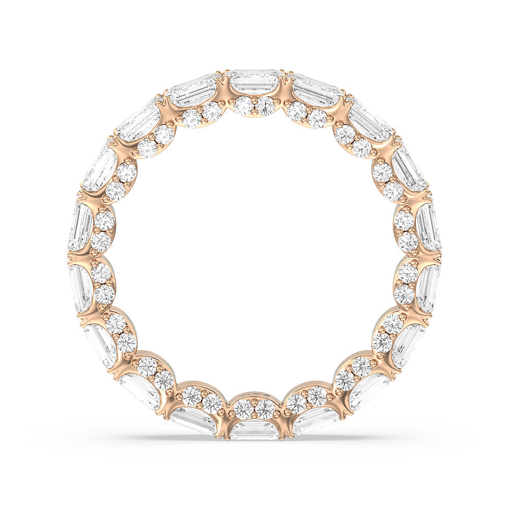 East-West Emerald Split Prong Studded Gallery Eternity Ring with 18KT Rose Gold / Natural / 3 5/8 Cut Diamond in 14KT Rose Gold / Natural / 3 5/8 view 2
