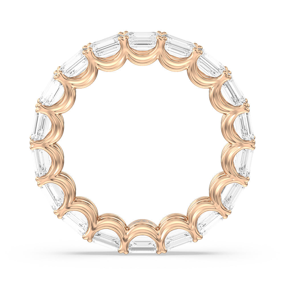 Emerald Split Prong Waves Eternity Ring with 18KT Rose Gold / Natural / 4 1/4 Cut Diamond in 14KT Rose Gold / Natural / 4 1/4 view 2
