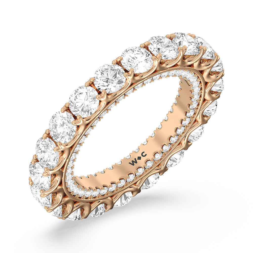 Round Split Prong Studded Eternity Ring with 18KT Rose Gold / Natural / 5 3/4 Cut Diamond in 14KT Rose Gold / Natural / 5 3/4 view 3
