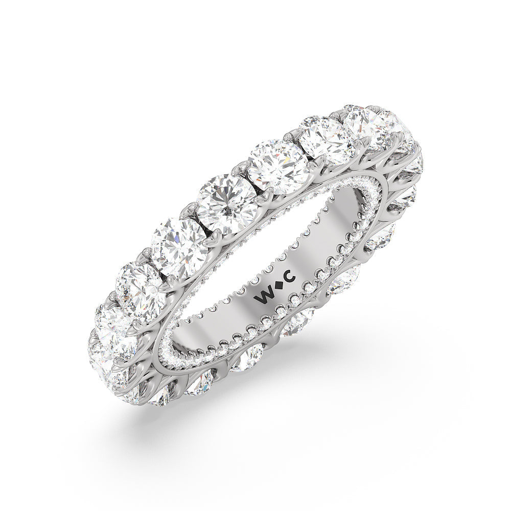 Round Split Prong Studded Eternity Ring with Platinum / Natural / 7 1/4 Cut Diamond in 14KT Platinum / Natural / 7 1/4 view 3
