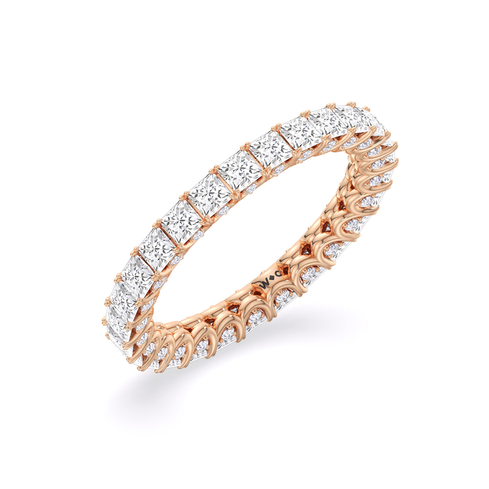 Princess Split Prong Basket Eternity Ring with 18KT Rose Gold / Natural / 2 9/10 Cut Diamond in 14KT Rose Gold / Natural / 2 9/10 view 3

