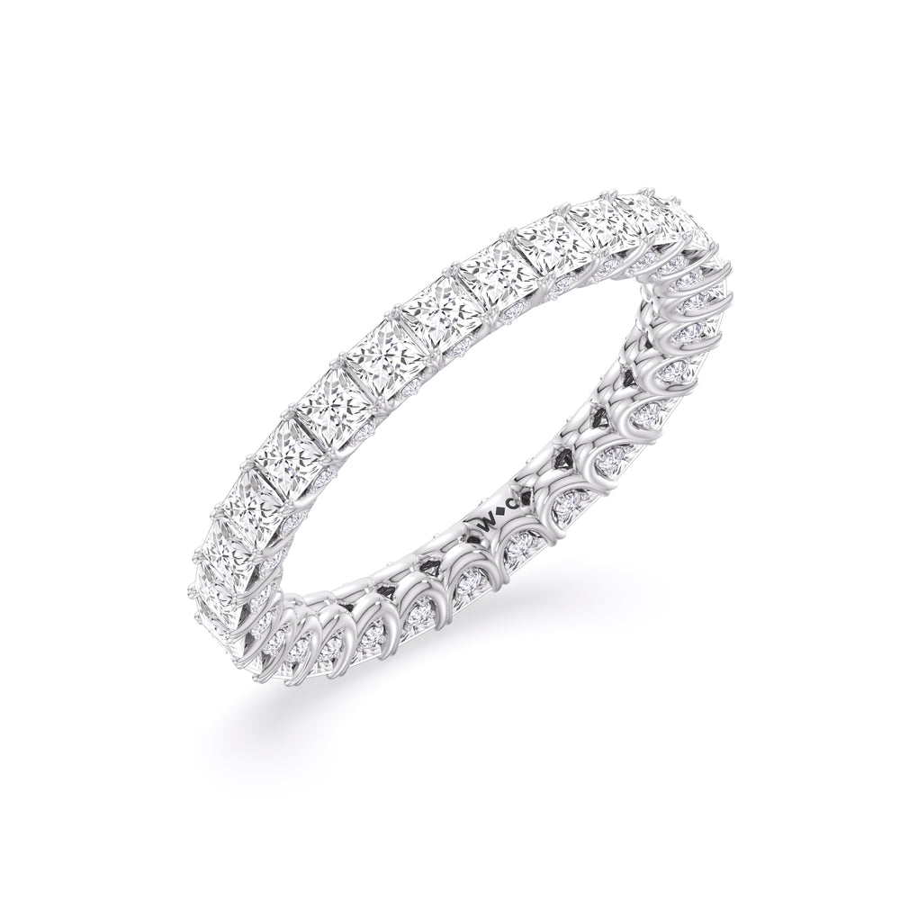 Princess Split Prong Basket Eternity Ring with Platinum / Natural / 2 9/10 Cut Diamond in 14KT Platinum / Natural / 2 9/10 view 3
