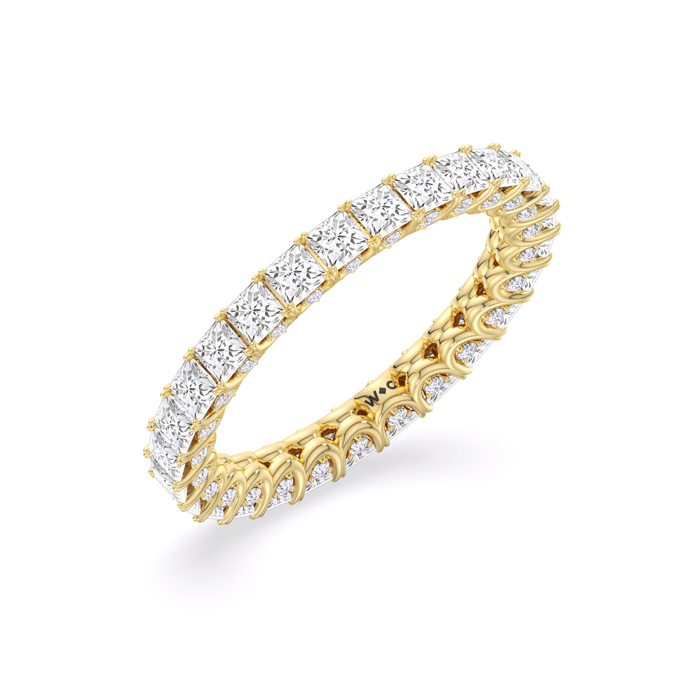 Princess Split Prong Basket Eternity Ring with 18KT Yellow Gold / Natural / 2 9/10 Cut Diamond in 14KT Yellow Gold / Natural / 2 9/10 view 3
