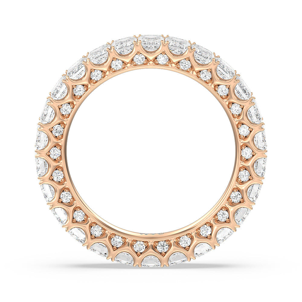 Emerald Split Prong Studded Eternity Ring with 18KT Rose Gold / Natural / 4 5/8 Cut Diamond in 14KT Rose Gold / Natural / 4 5/8 view 2
