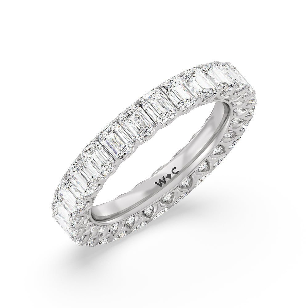Emerald Split Prong Studded Eternity Ring with Platinum / Natural / 4 5/8 Cut Diamond in 14KT Platinum / Natural / 4 5/8 view 3
