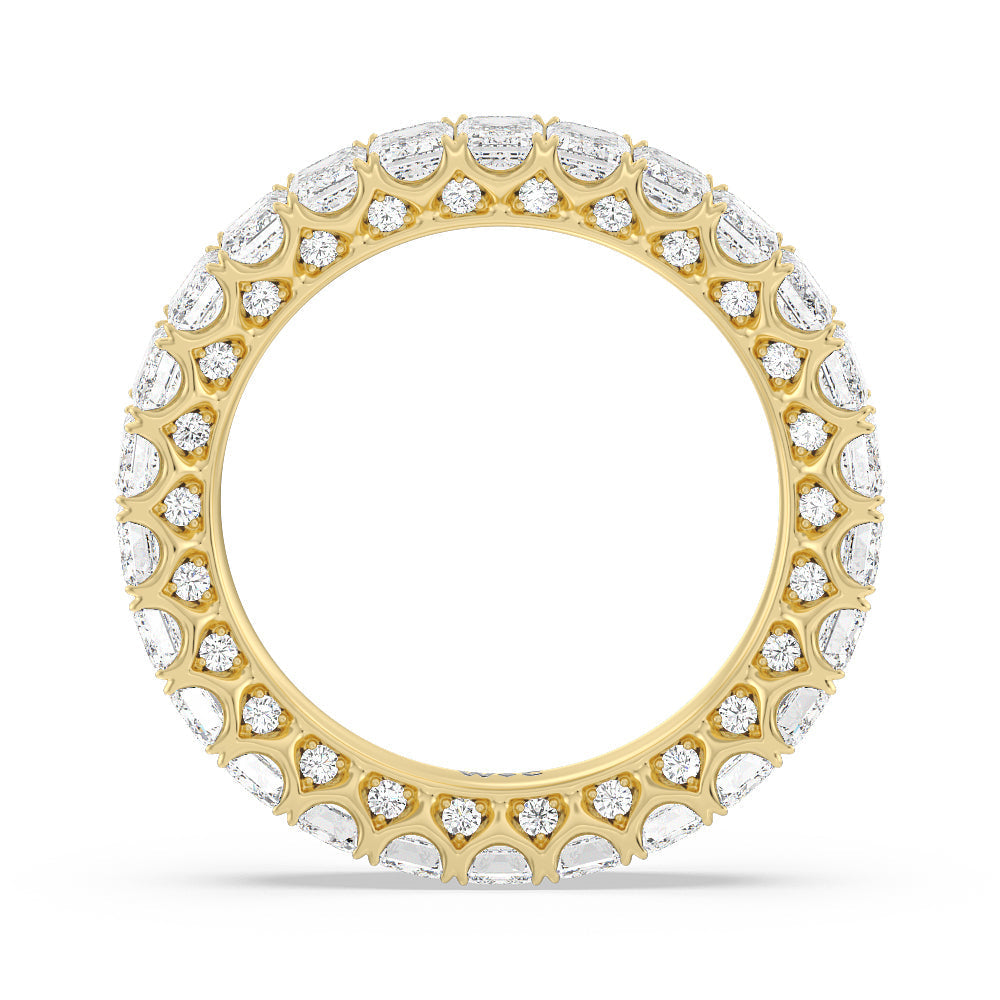 Emerald Split Prong Studded Eternity Ring with 18KT Yellow Gold / Natural / 4 5/8 Cut Diamond in 14KT Yellow Gold / Natural / 4 5/8 view 2
