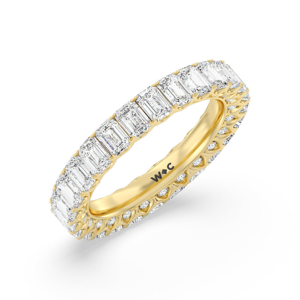 Emerald Split Prong Studded Eternity Ring with 18KT Yellow Gold / Natural / 4 5/8 Cut Diamond in 14KT Yellow Gold / Natural / 4 5/8 view 3
