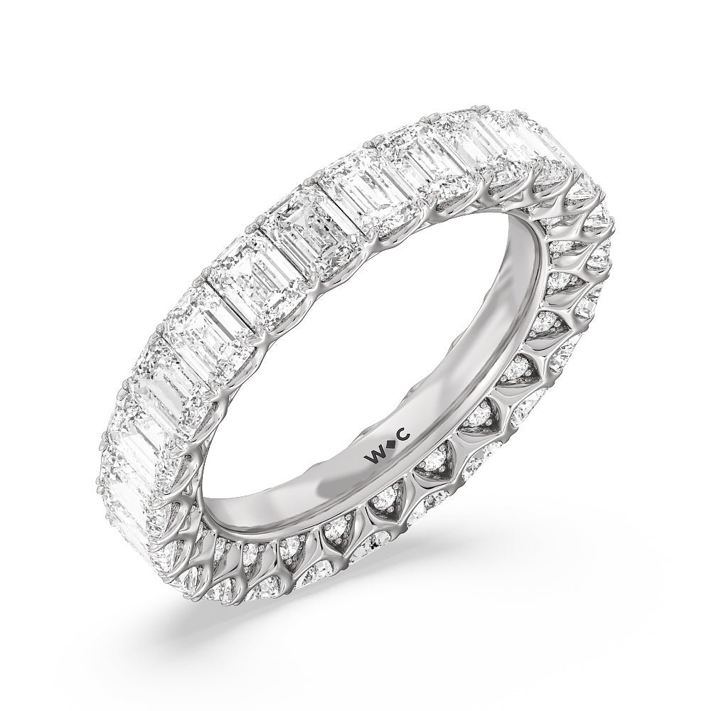 Emerald Split Prong Studded Eternity Ring with Platinum / Natural / 6 1/5 Cut Diamond in 14KT Platinum / Natural / 6 1/5 view 3
