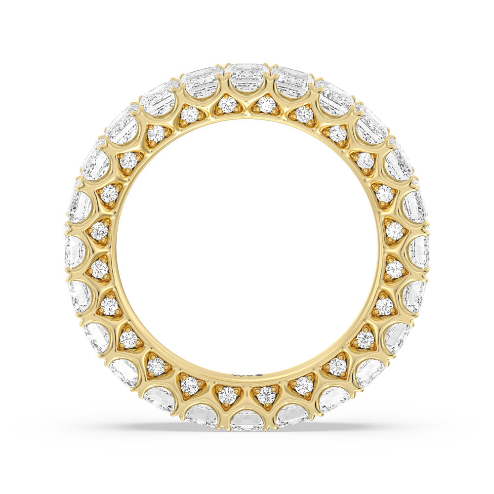 Emerald Split Prong Studded Eternity Ring with 18KT Yellow Gold / Natural / 6 1/5 Cut Diamond in 14KT Yellow Gold / Natural / 6 1/5 view 2
