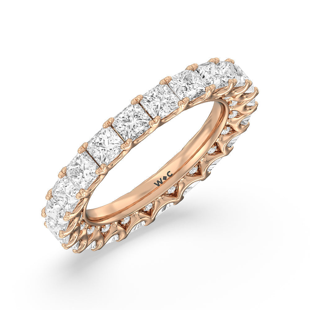 Princess Split Prong Studded Eternity Ring with 18KT Rose Gold / Natural / 6 9/10 Cut Diamond in 14KT Rose Gold / Natural / 6 9/10 view 3
