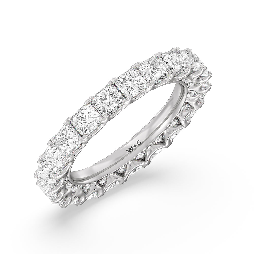 Princess Split Prong Studded Eternity Ring with Platinum / Natural / 6 9/10 Cut Diamond in 14KT Platinum / Natural / 6 9/10 view 3
