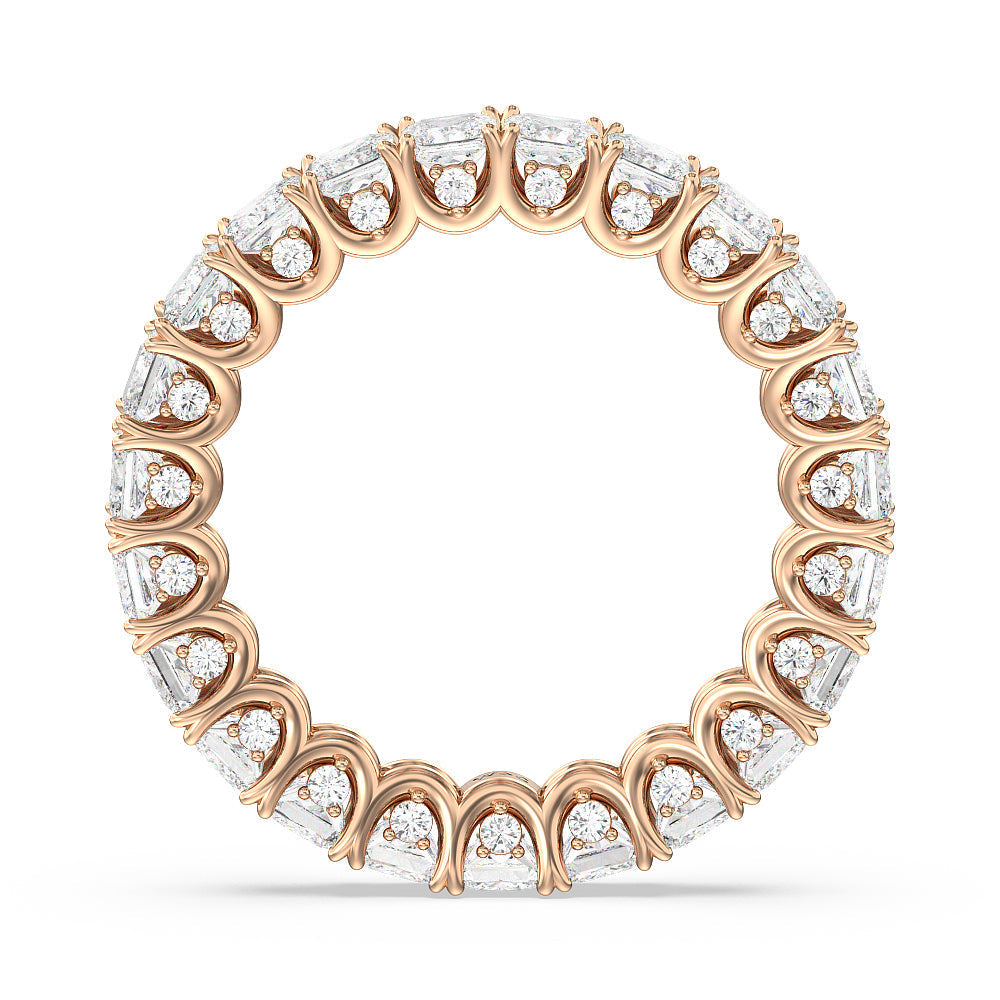 Princess Split Prong Basket Eternity Ring with 18KT Rose Gold / Natural / 4 7/8 Cut Diamond in 14KT Rose Gold / Natural / 4 7/8 view 2
