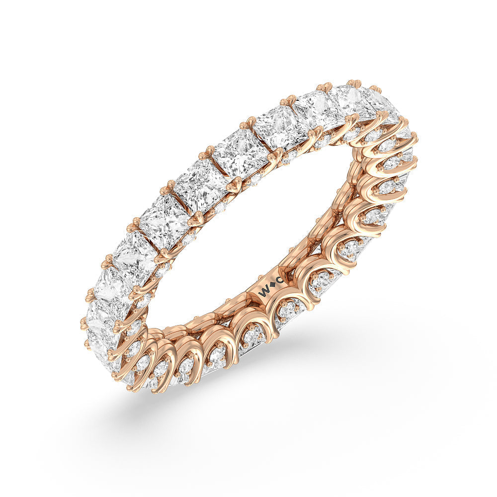 Princess Split Prong Basket Eternity Ring with 18KT Rose Gold / Natural / 4 7/8 Cut Diamond in 14KT Rose Gold / Natural / 4 7/8 view 3
