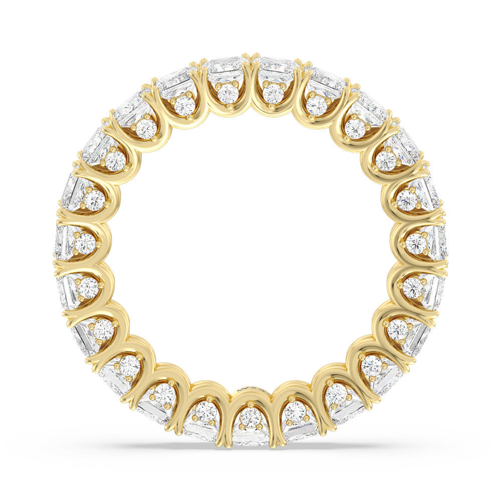 Princess Split Prong Basket Eternity Ring with 18KT Yellow Gold / Natural / 4 7/8 Cut Diamond in 14KT Yellow Gold / Natural / 4 7/8 view 2
