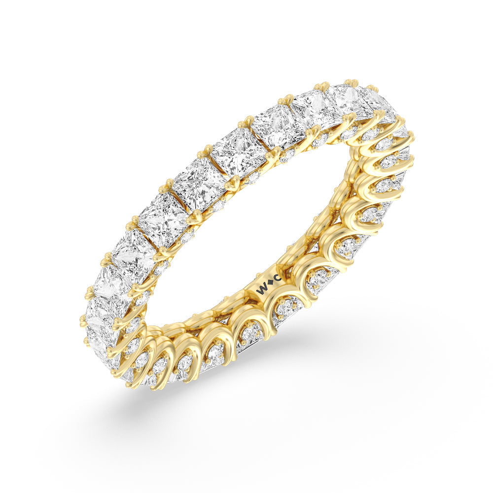 Princess Split Prong Basket Eternity Ring with 18KT Yellow Gold / Natural / 4 7/8 Cut Diamond in 14KT Yellow Gold / Natural / 4 7/8 view 3
