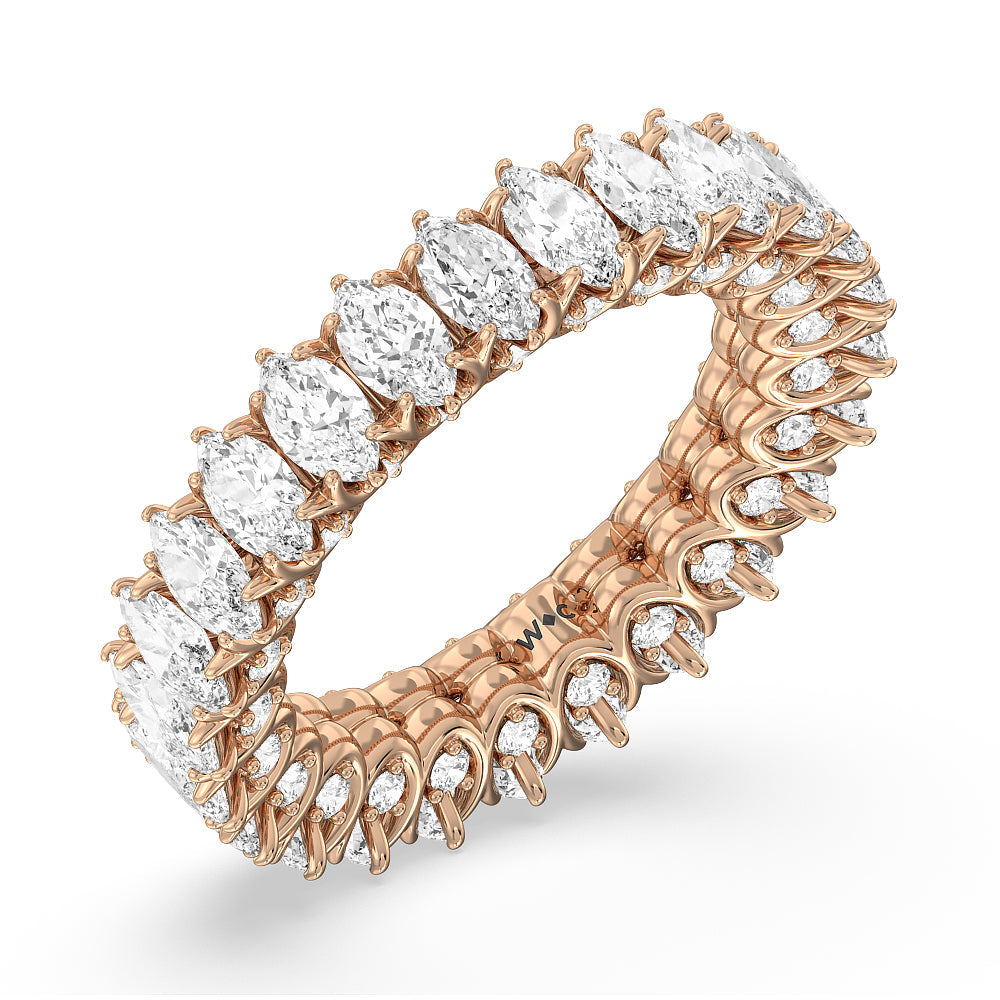 Marquise Split Prong Basket Eternity Ring with 18KT Rose Gold / Natural / 4 3/4 Cut Diamond in 14KT Rose Gold / Natural / 4 3/4 view 3
