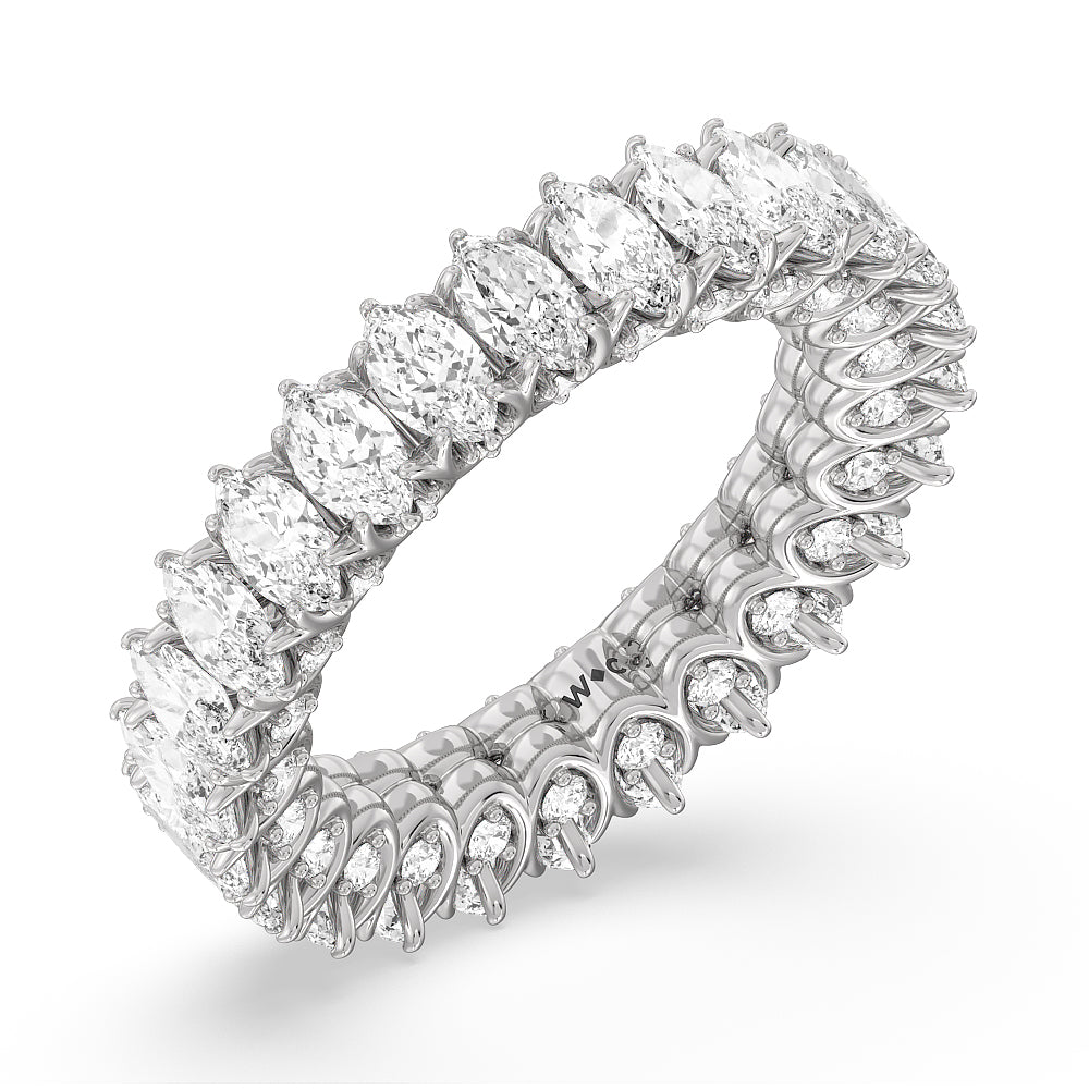 Marquise Split Prong Basket Eternity Ring with Platinum / Natural / 4 3/4 Cut Diamond in 14KT Platinum / Natural / 4 3/4 view 2

