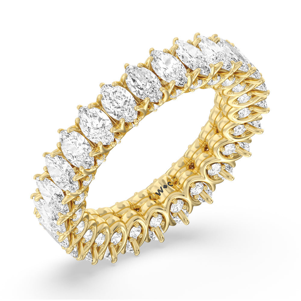 Marquise Split Prong Basket Eternity Ring with 18KT Yellow Gold / Natural / 4 3/4 Cut Diamond in 14KT Yellow Gold / Natural / 4 3/4 view 3
