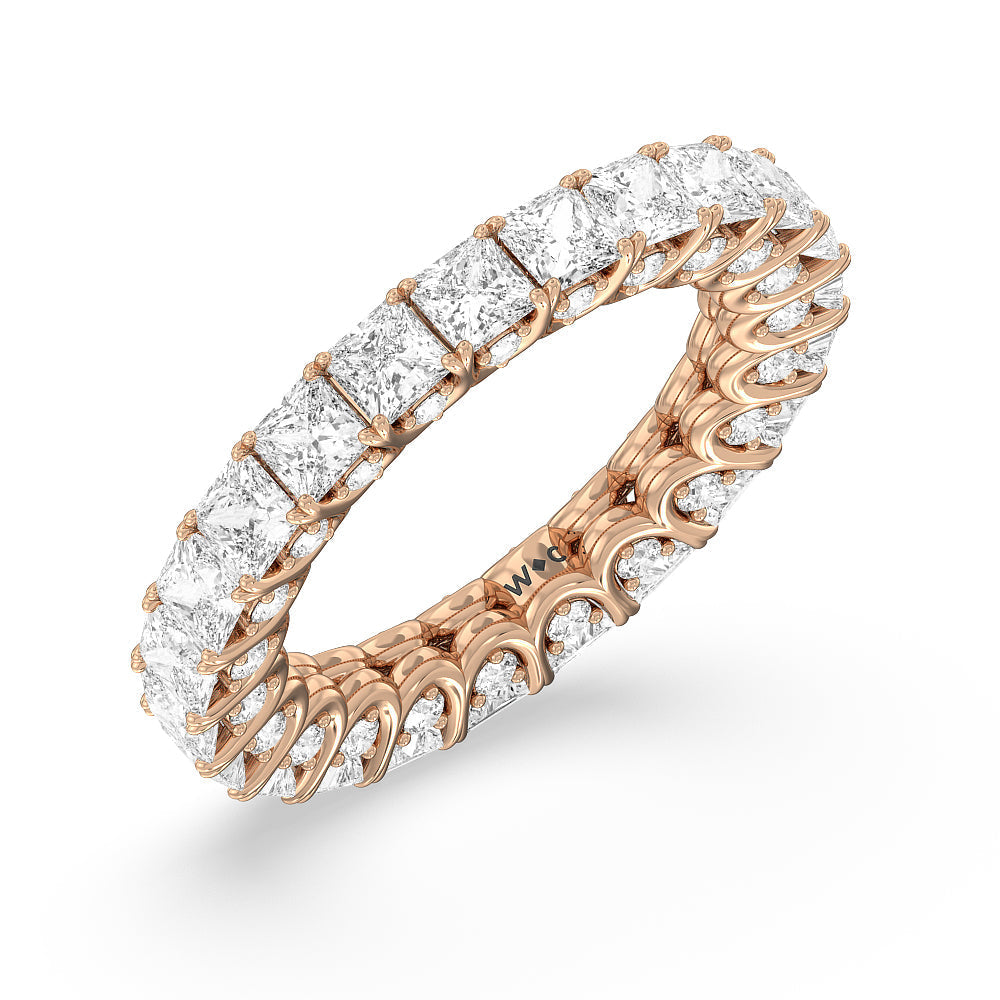 Princess Split Prong Basket Eternity Ring with 18KT Rose Gold / Natural / 6 3/8 Cut Diamond in 14KT Rose Gold / Natural / 6 3/8 view 3

