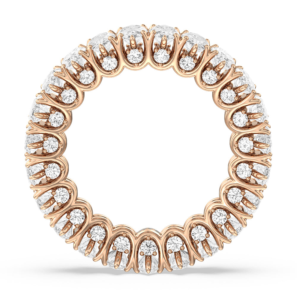 Marquise Split Prong Basket Eternity Ring with 18KT Rose Gold / Natural / 6 1/2 Cut Diamond in 14KT Rose Gold / Natural / 6 1/2 view 2
