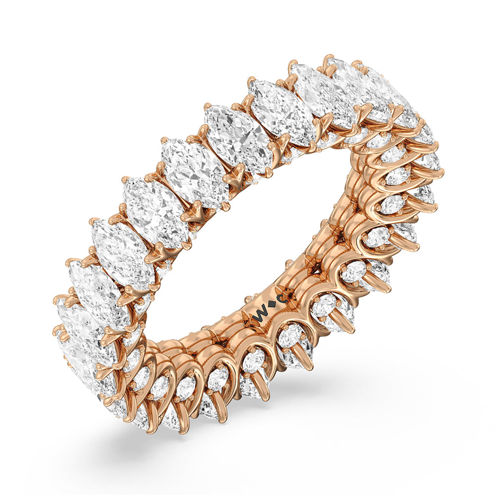 Marquise Split Prong Basket Eternity Ring with 18KT Rose Gold / Natural / 6 1/2 Cut Diamond in 14KT Rose Gold / Natural / 6 1/2 view 3
