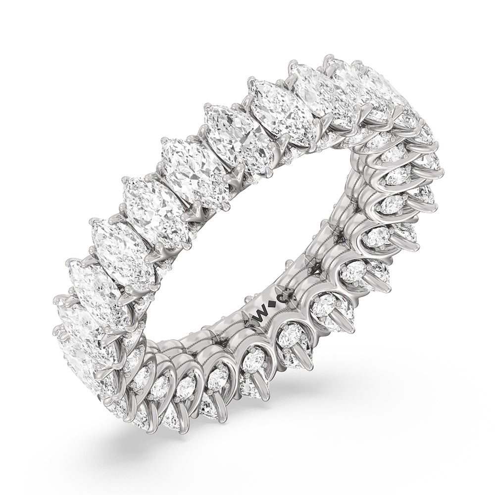 Marquise Split Prong Basket Eternity Ring with Platinum / Natural / 6 1/2 Cut Diamond in 14KT Platinum / Natural / 6 1/2 view 3
