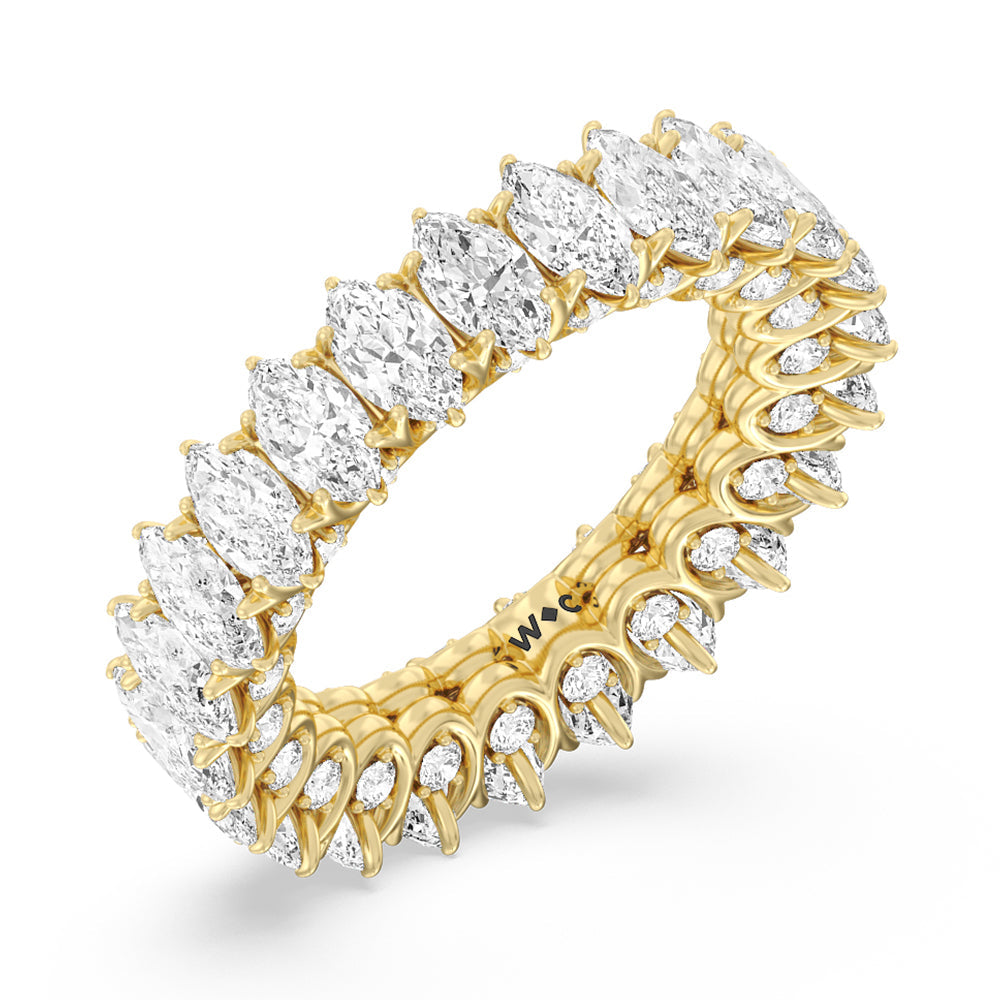 Marquise Split Prong Basket Eternity Ring with 18KT Yellow Gold / Natural / 6 1/2 Cut Diamond in 14KT Yellow Gold / Natural / 6 1/2 view 3

