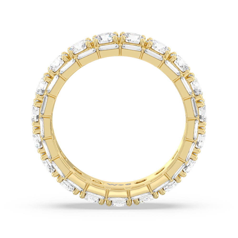 Baguette Edge Round Stones Eternity Ring with 18KT Yellow Gold / Natural / 3 9/10 Cut Diamond in 14KT Yellow Gold / Natural / 3 9/10 view 2
