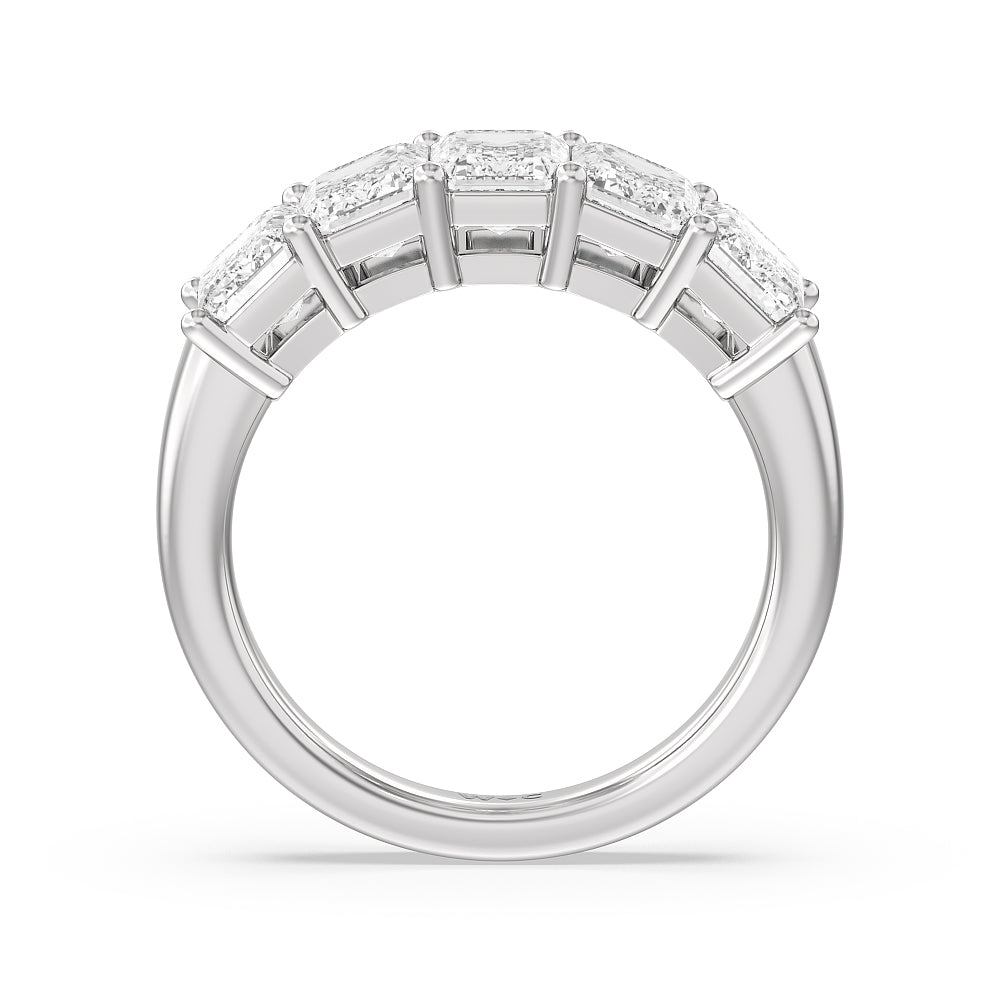 Five Stone Emerald Cut Diamond Ring (G/H SI+) with Platinum / Natural / 5 Cut Diamond in 14KT Platinum / Natural / 5 view 3
