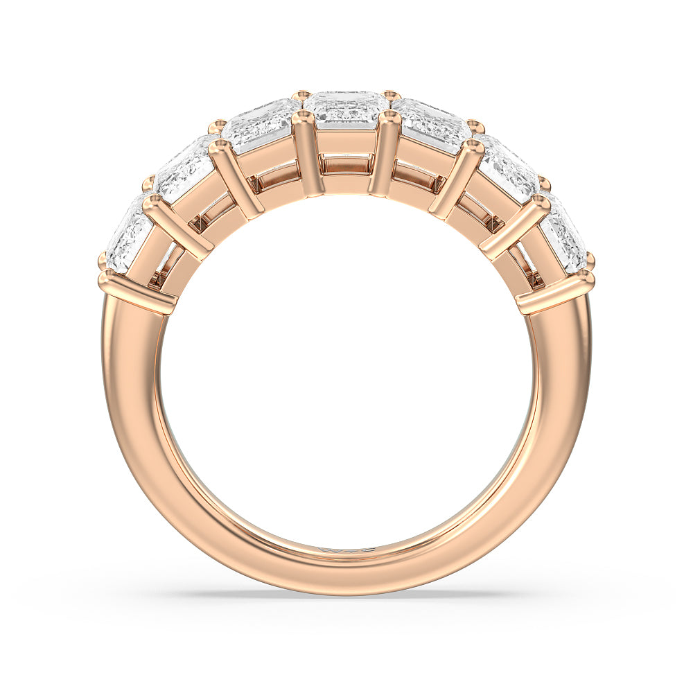 Seven Stone Emerald Cut Diamond Ring (G/H SI+) with 18KT Rose Gold / Natural / 4 Cut Diamond in 14KT Rose Gold / Natural / 4 view 2
