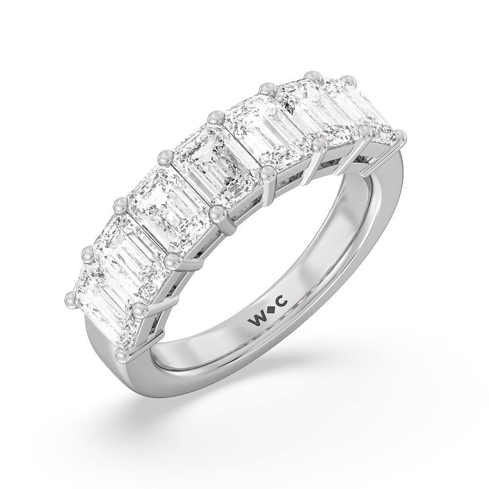 Seven Stone Emerald Cut Diamond Ring (G/H SI+) with Platinum / Natural / 4 Cut Diamond in 14KT Platinum / Natural / 4 view 3
