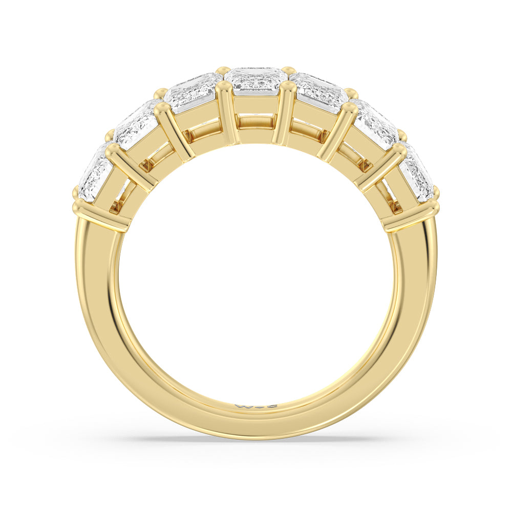 Seven Stone Emerald Cut Diamond Ring (G/H SI+) with 18KT Yellow Gold / Natural / 4 Cut Diamond in 14KT Yellow Gold / Natural / 4 view 2
