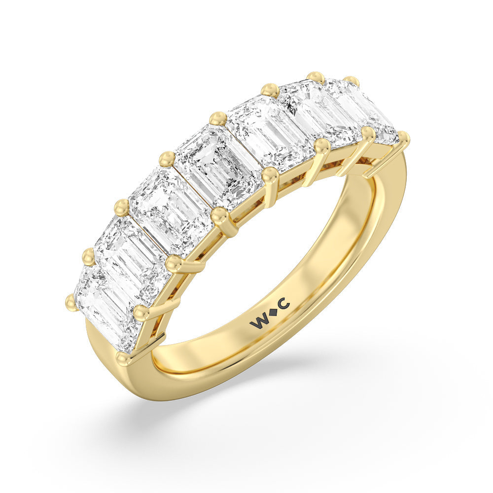 Seven Stone Emerald Cut Diamond Ring (G/H SI+) with 18KT Yellow Gold / Natural / 4 Cut Diamond in 14KT Yellow Gold / Natural / 4 view 3
