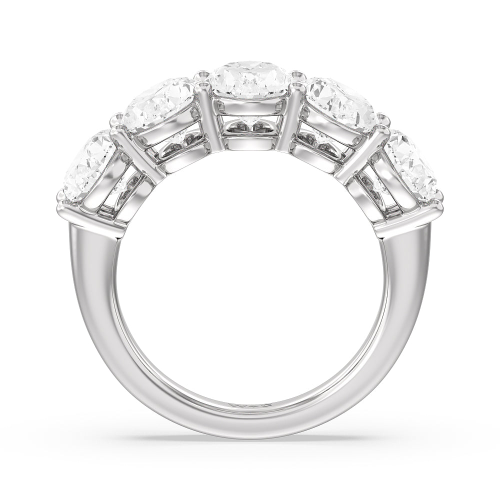 Five Stone Oval Diamond Anniversary Ring (G/H SI+) with Platinum / Natural / 5 Cut Diamond in 14KT Platinum / Natural / 5 view 2
