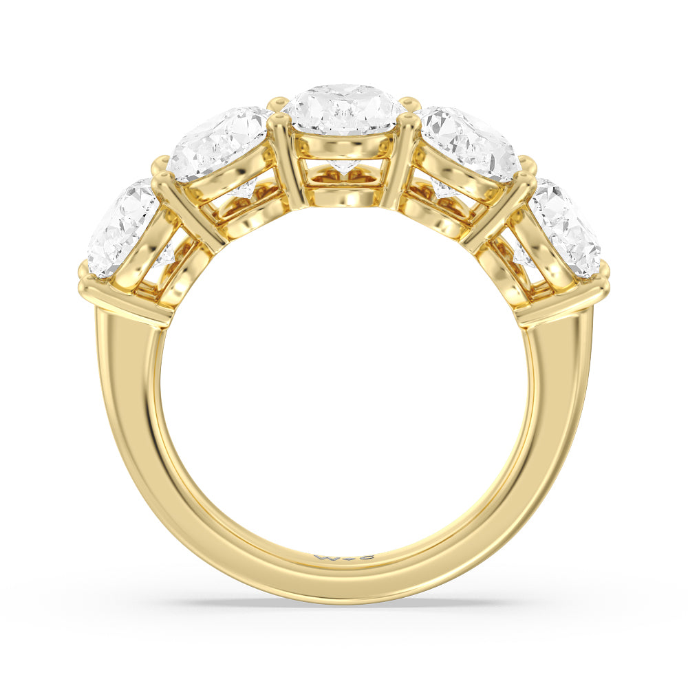 Five Stone Oval Diamond Anniversary Ring (G/H SI+) with 18KT Yellow Gold / Natural / 5 Cut Diamond in 14KT Yellow Gold / Natural / 5 view 2
